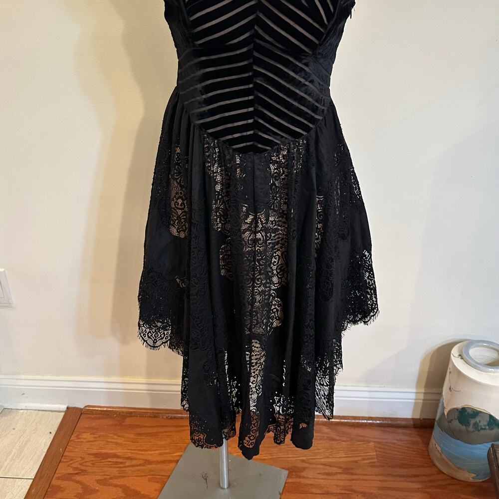 Free People Dark Fairy Midi Dress sz 8 Black Whimsigoth Velvet burnout dress - Picture 4 of 10